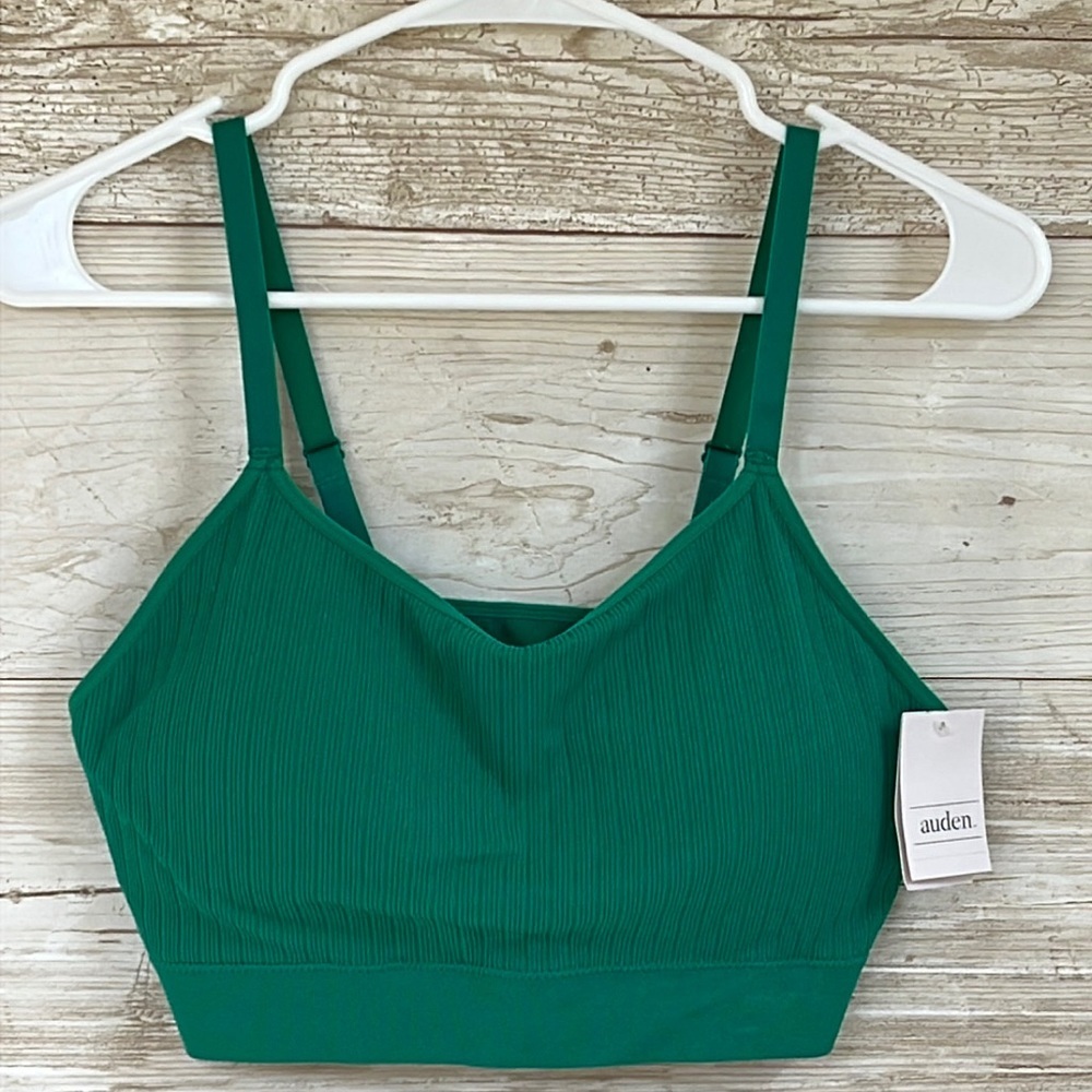 Auden Green Ribbed Bra